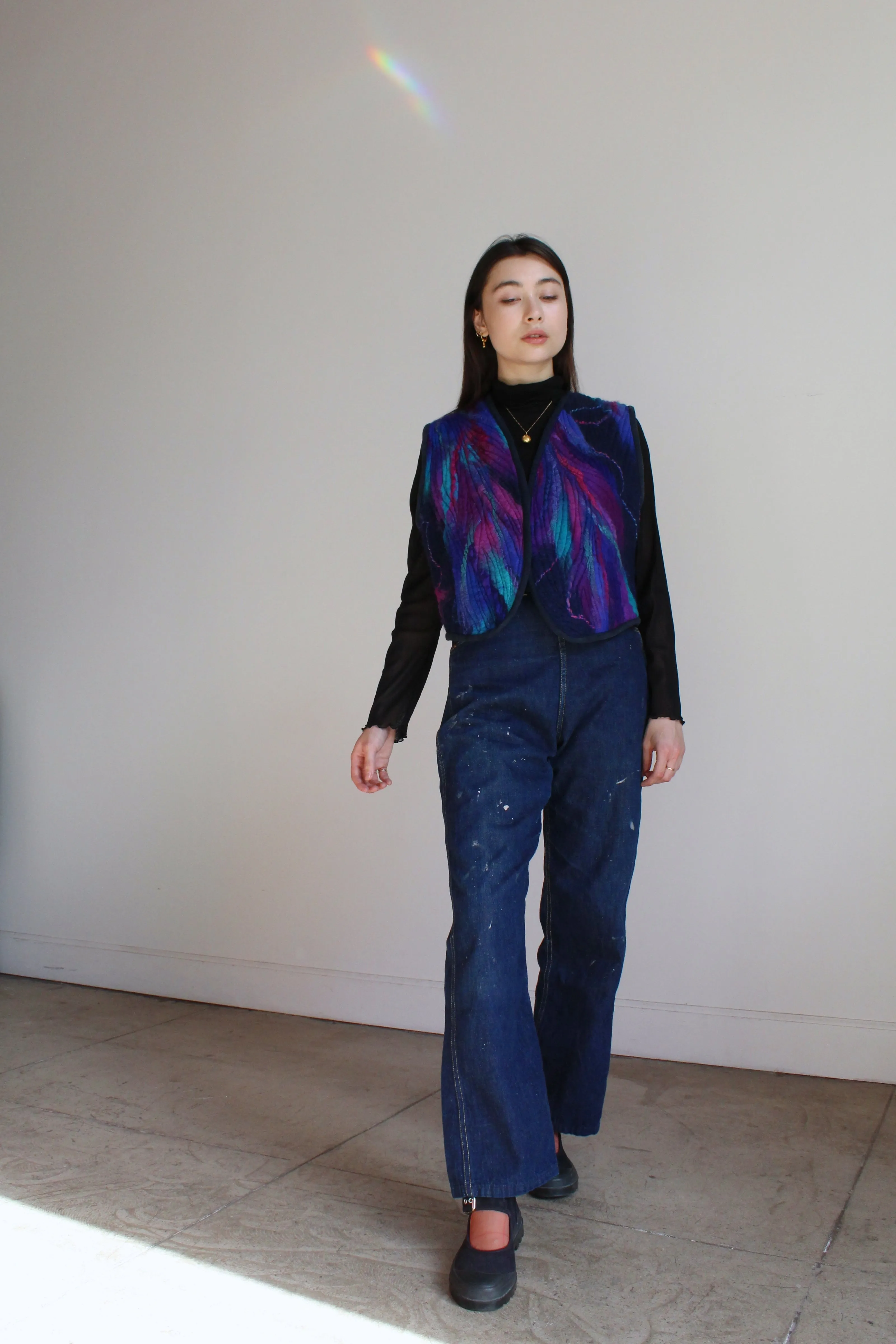1990s Black Mesh Long Sleeve Ruffle Turtleneck Blouse