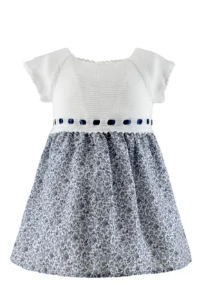 20102-Blue Floral Knit Mix Baby Girl Dress