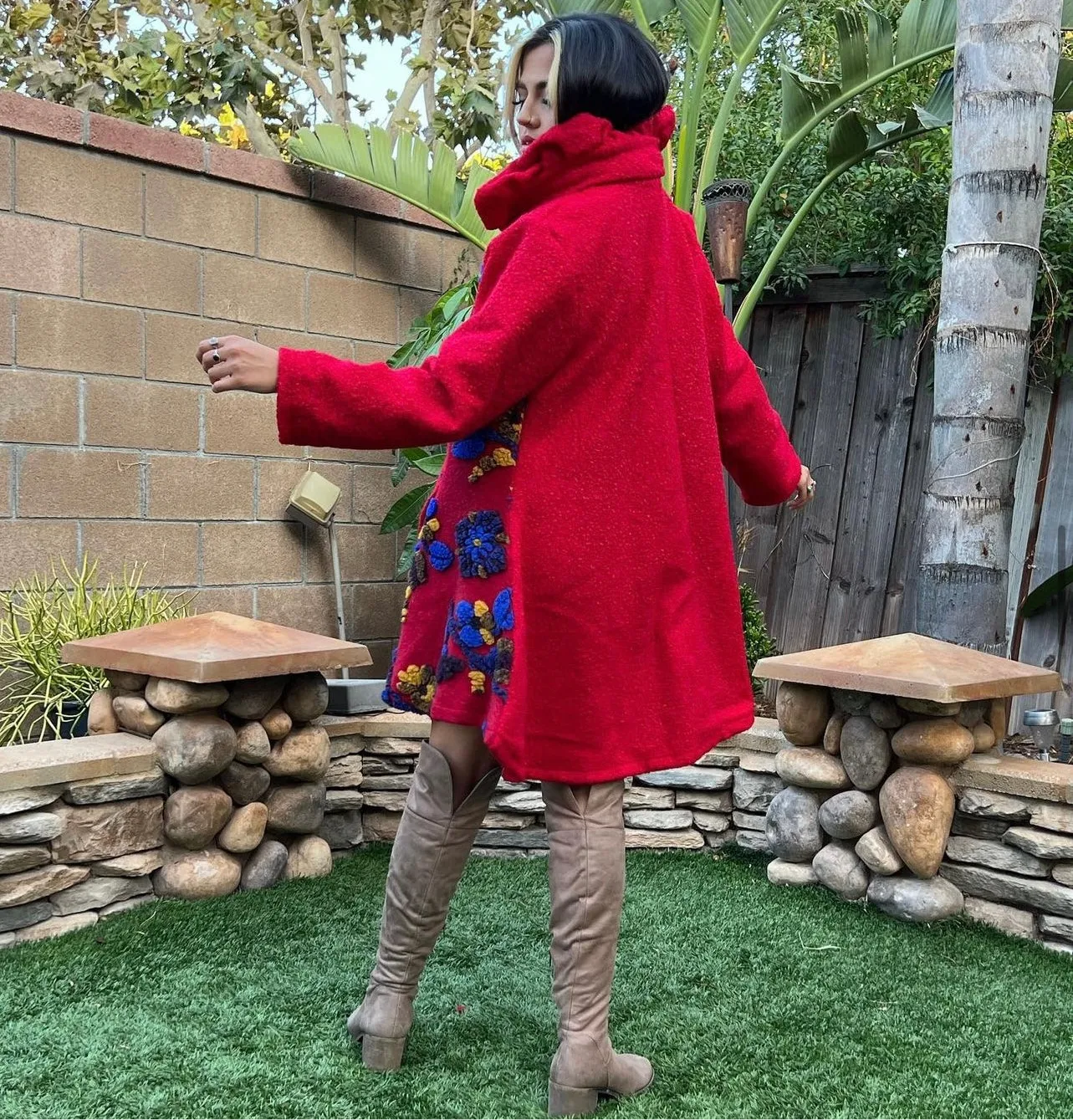 91015 Art Wool Coat JKT-Red