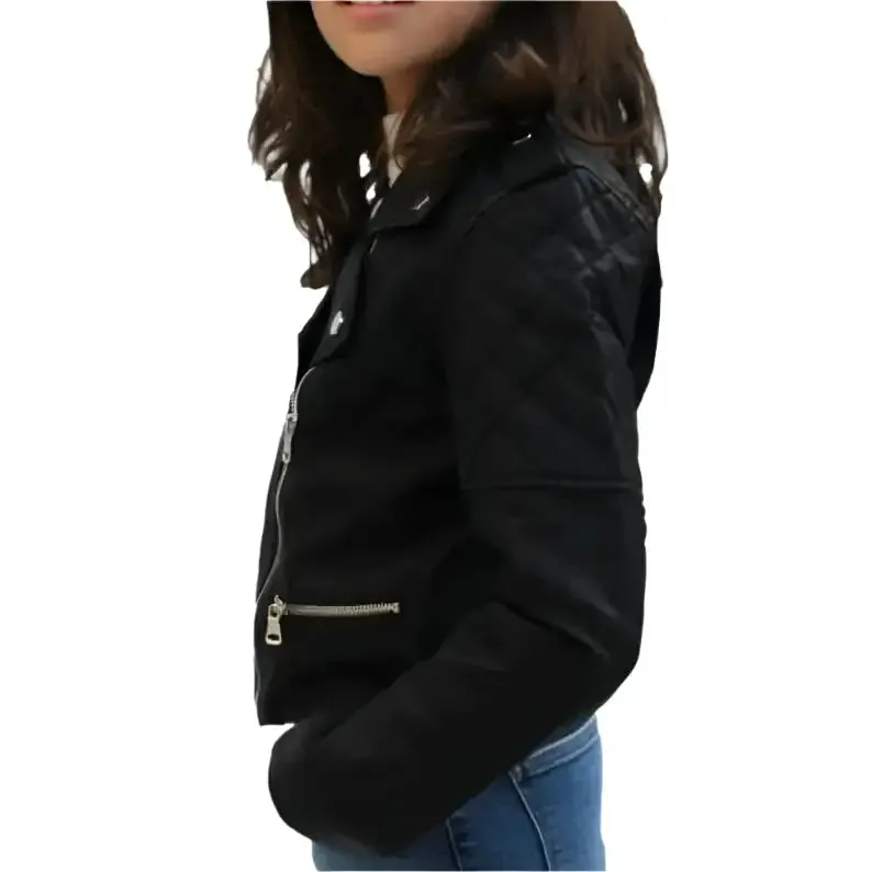 Adorable Quilted Black Leather Kids Jacket - Stylish & Comfortable