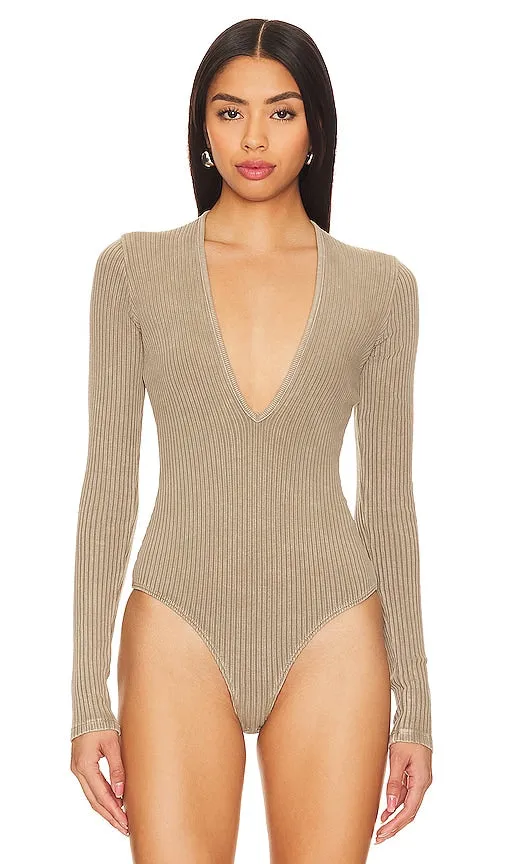 AGOLDE Zena Bodysuit in Beige