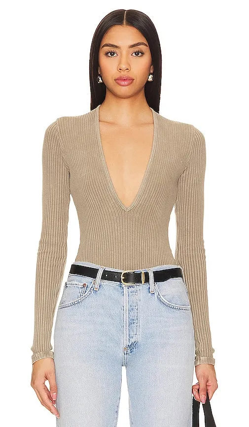 AGOLDE Zena Bodysuit in Beige