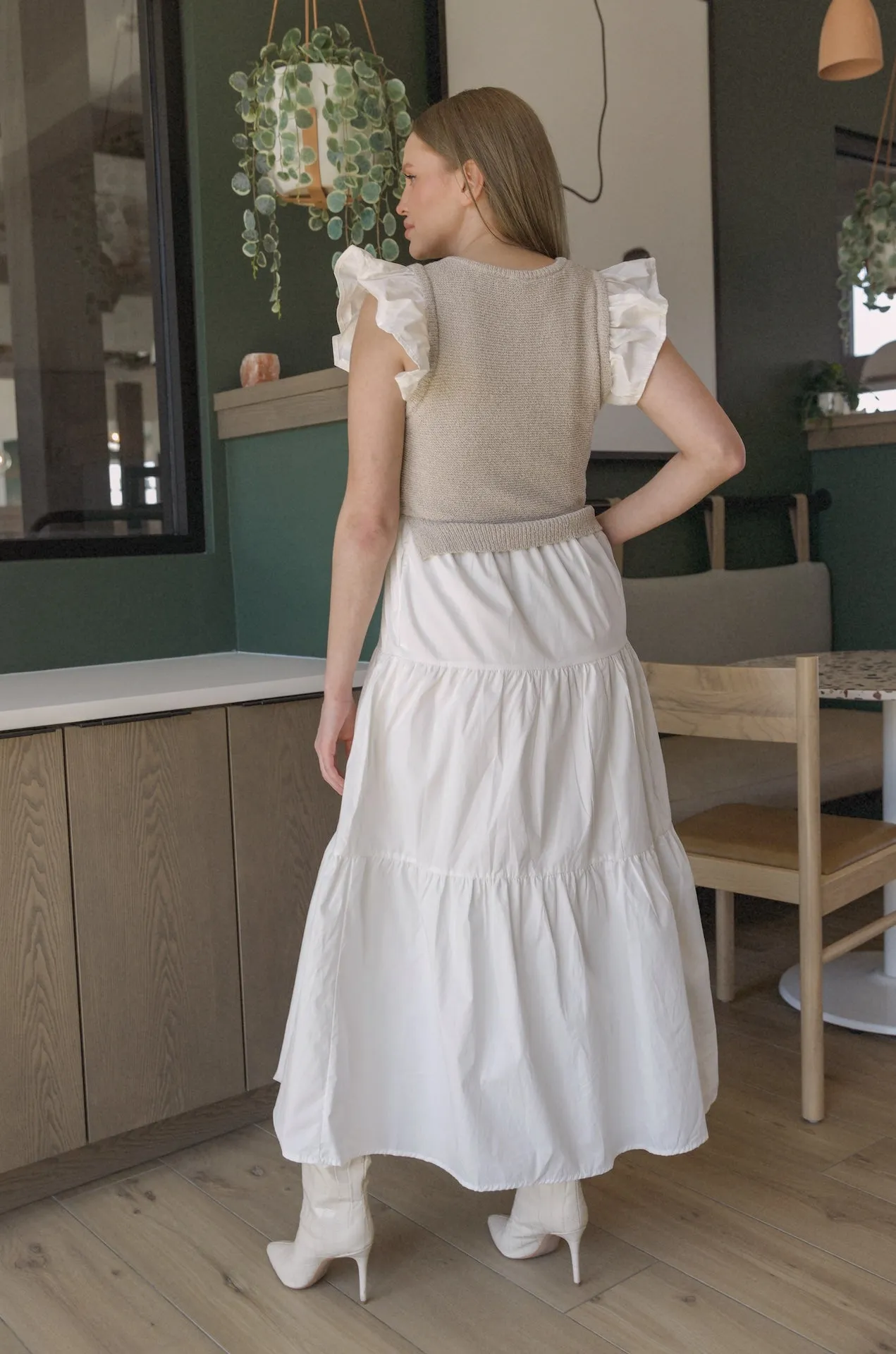 Alondra White Flutter Sleeve Dress