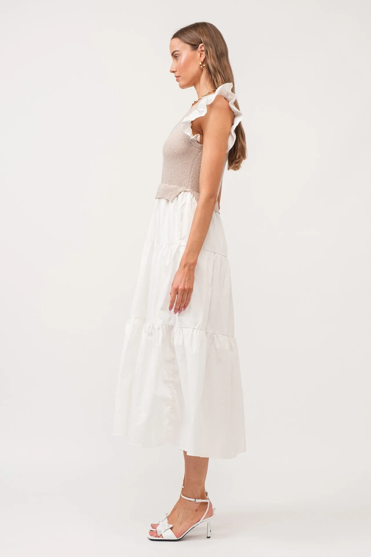 Alondra White Flutter Sleeve Dress
