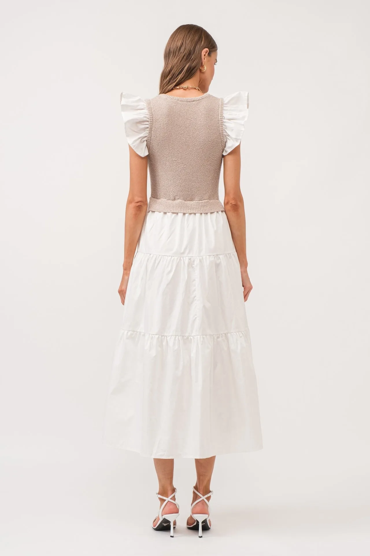 Alondra White Flutter Sleeve Dress