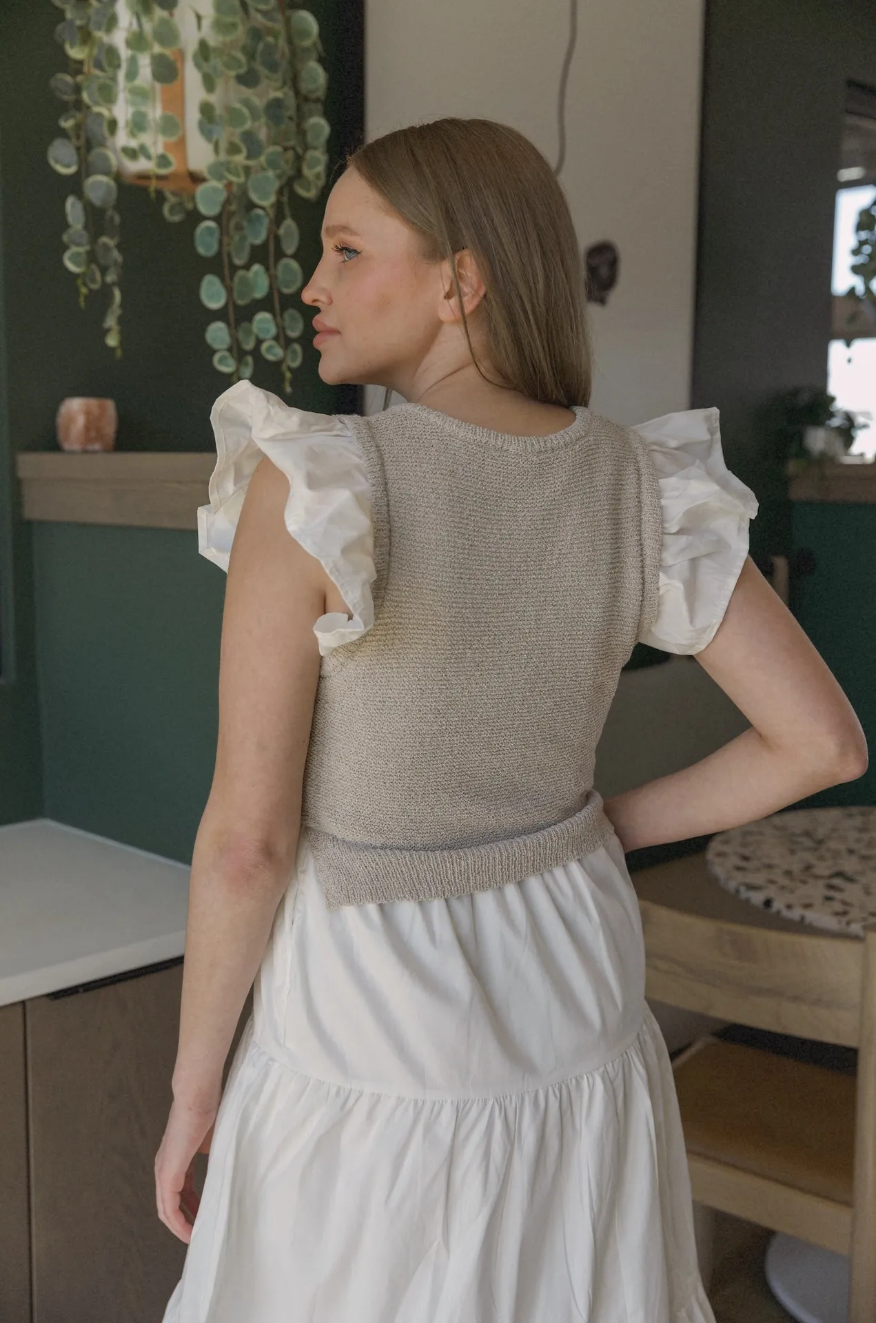 Alondra White Flutter Sleeve Dress