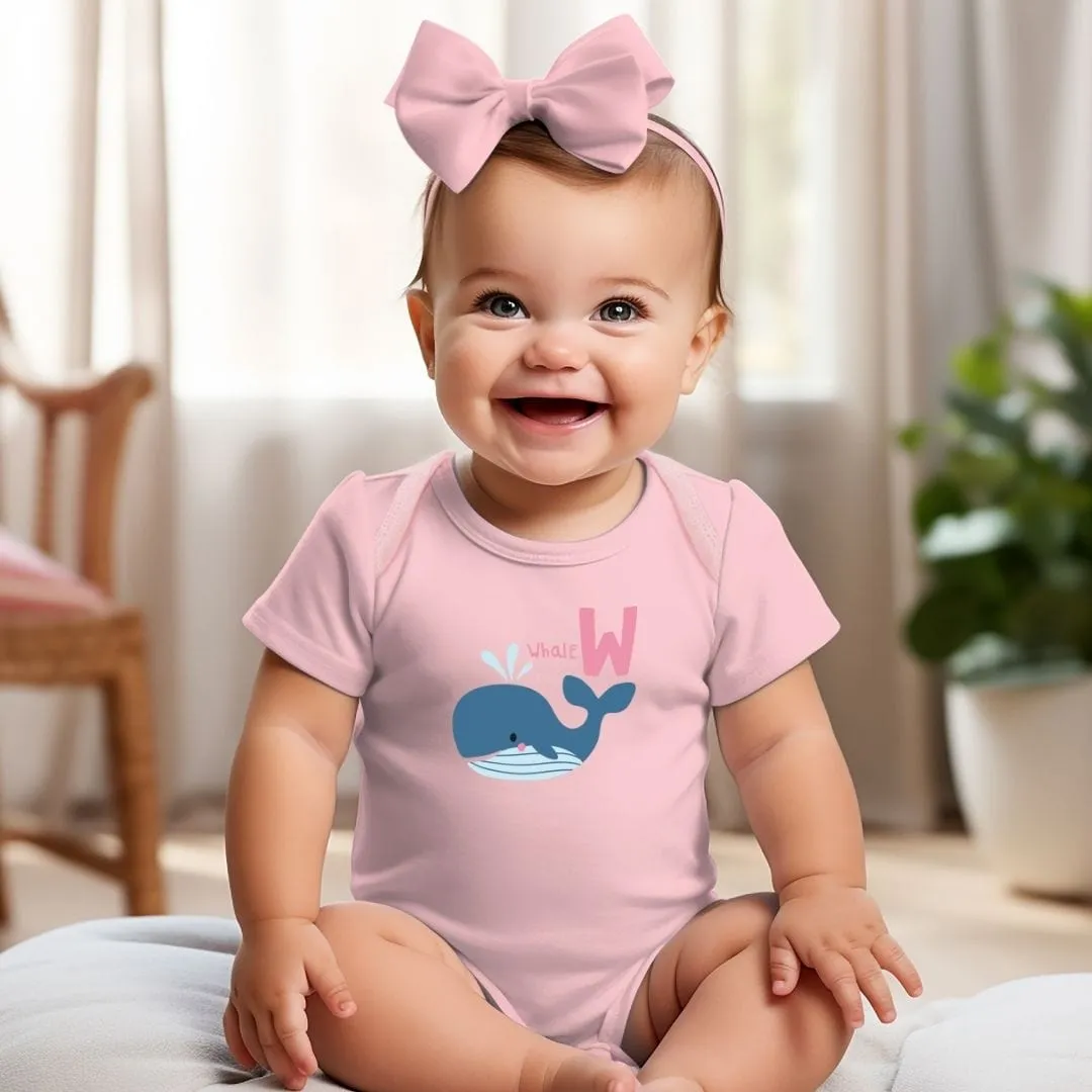 Animal Alphabet - W for Whale Baby Bodysuit - Unisex Graphic Bodysuit for Babies