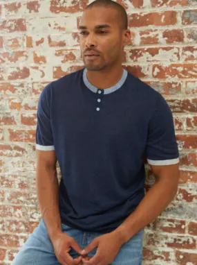 AUTUMN CASHMERE - LINEN-COTTON BLEND HENLEY