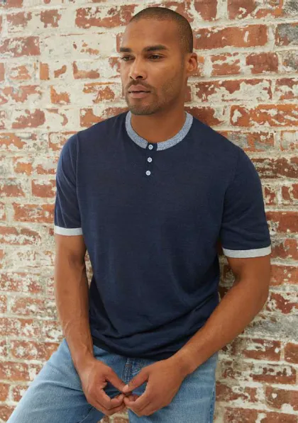 AUTUMN CASHMERE - LINEN-COTTON BLEND HENLEY