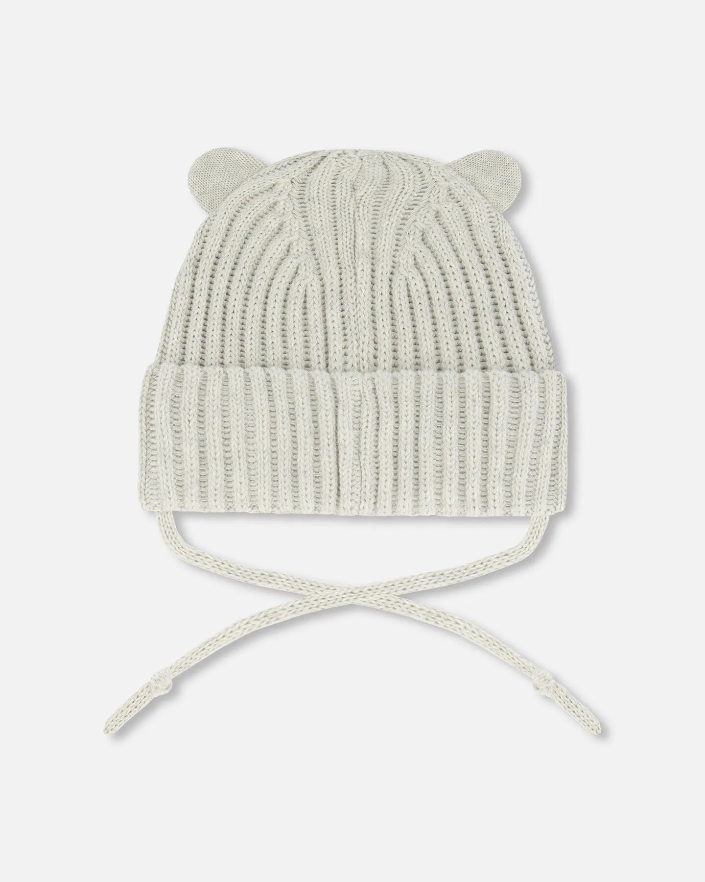 Baby Knit Hat With Strings Off-White