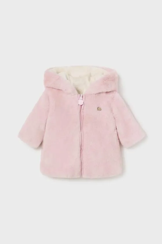 baby reversible fur hooded coat