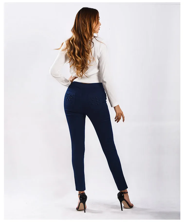 Bead Candy Elastic Slim Pants