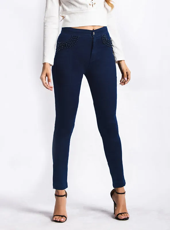 Bead Candy Elastic Slim Pants