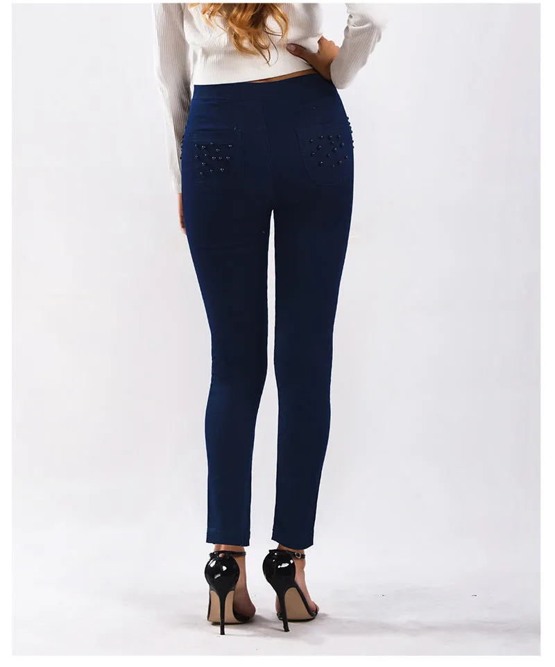 Bead Candy Elastic Slim Pants
