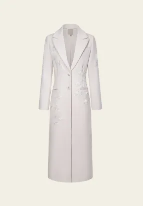 Bead-detail Maxi-length Wool Coat