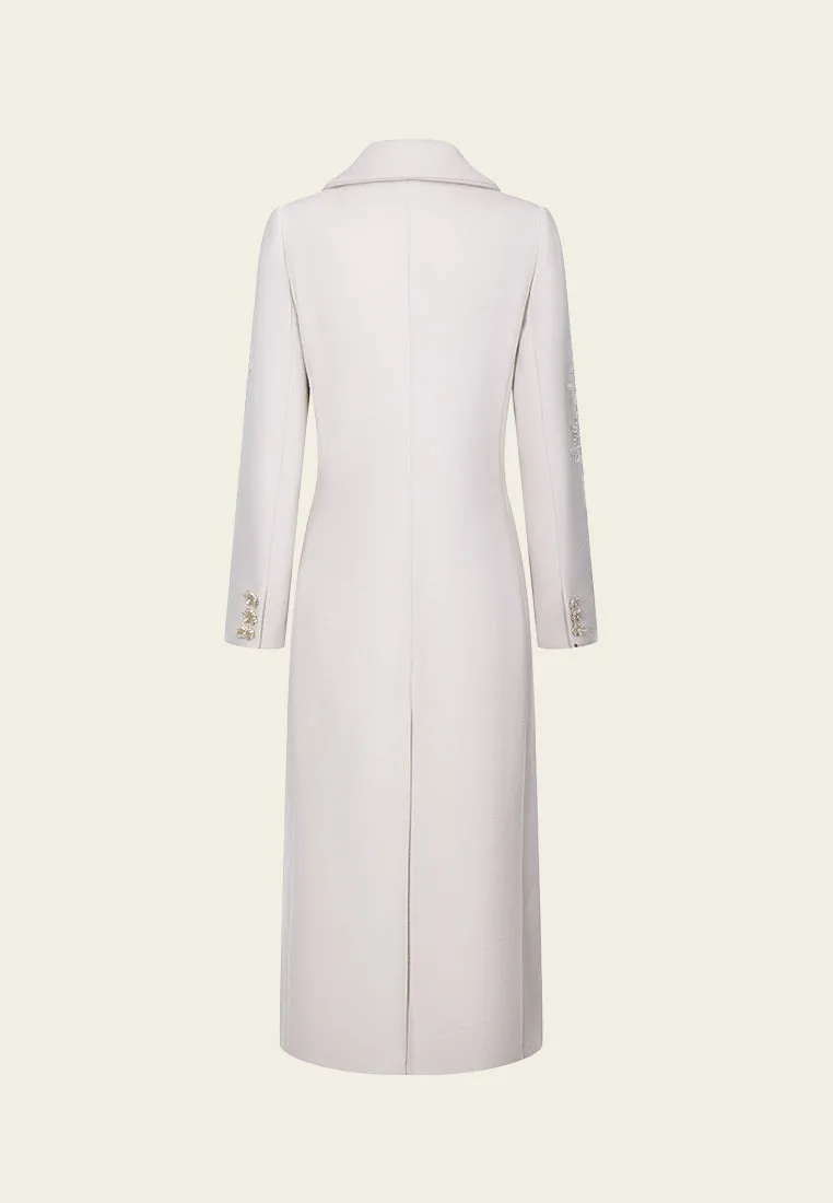 Bead-detail Maxi-length Wool Coat