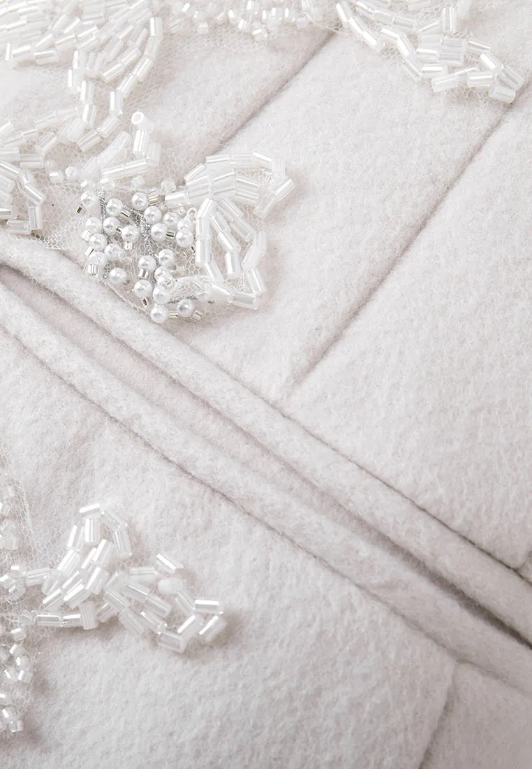 Bead-detail Maxi-length Wool Coat