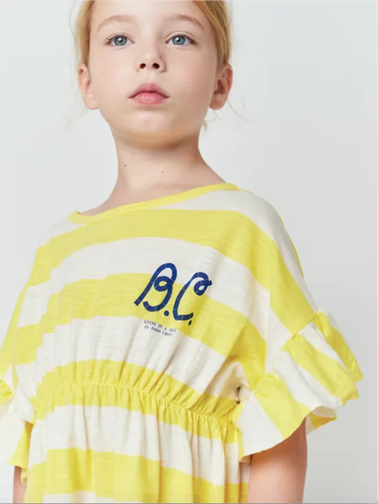 Bobo Choses Yellow Stripes Ruffle Dress