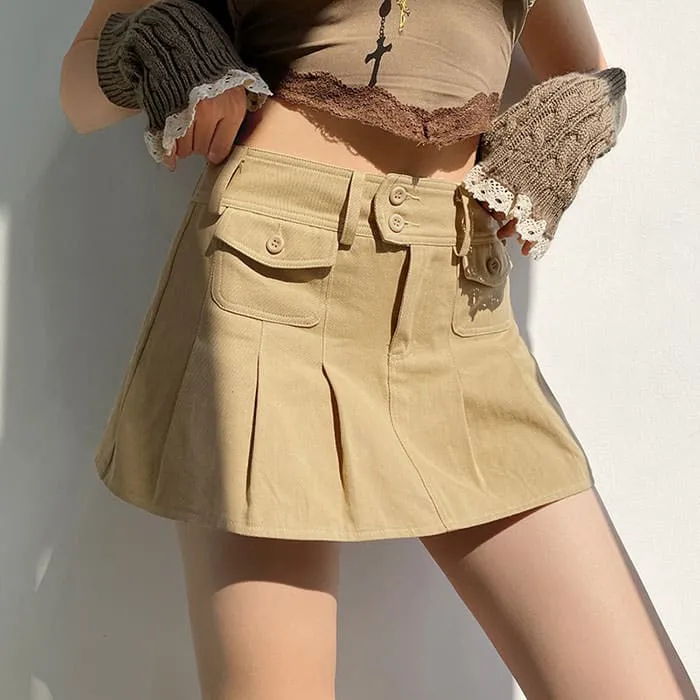 Brown Denim Mini Skirt