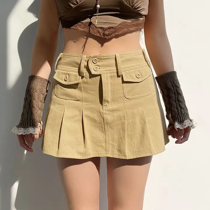 Brown Denim Mini Skirt