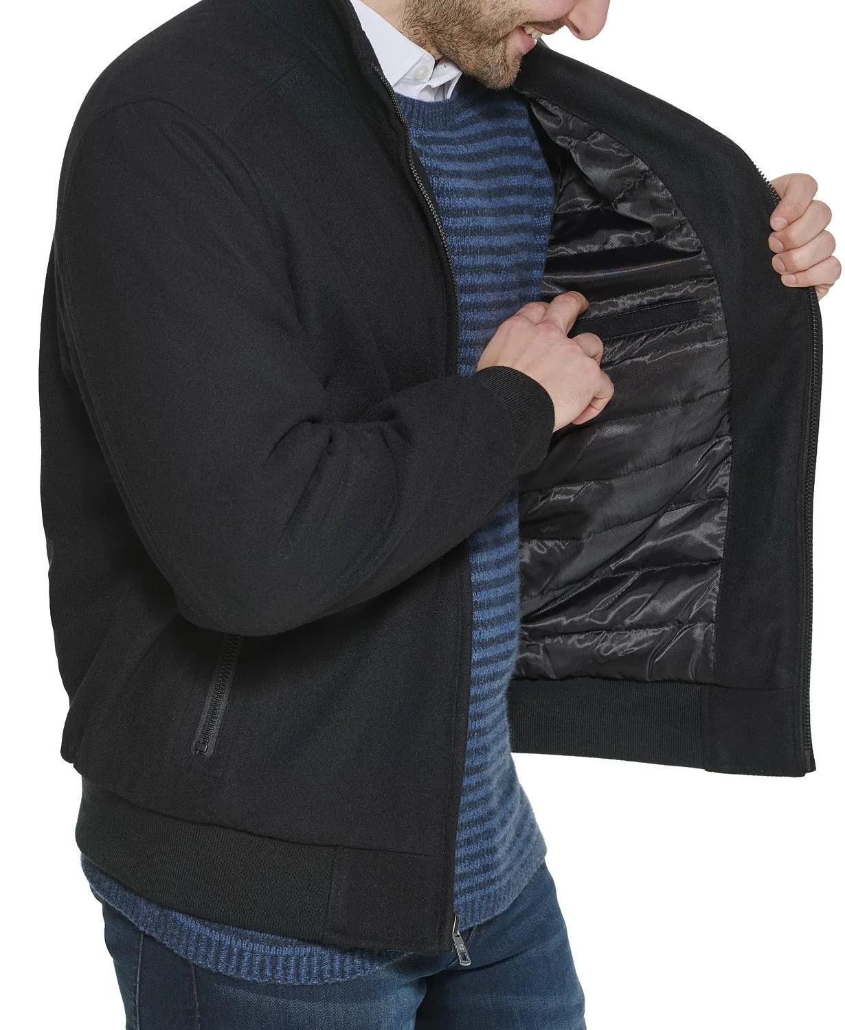 Calvin Klein Mens Bomber Jacket Coat XL Black Solid
