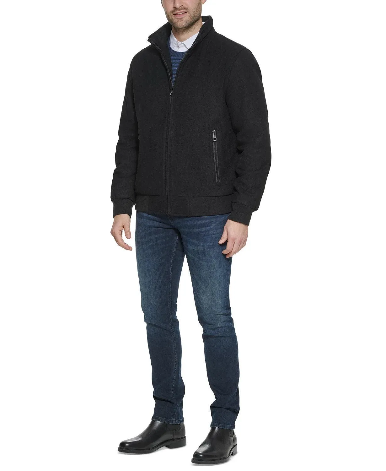 Calvin Klein Mens Bomber Jacket Coat XL Black Solid