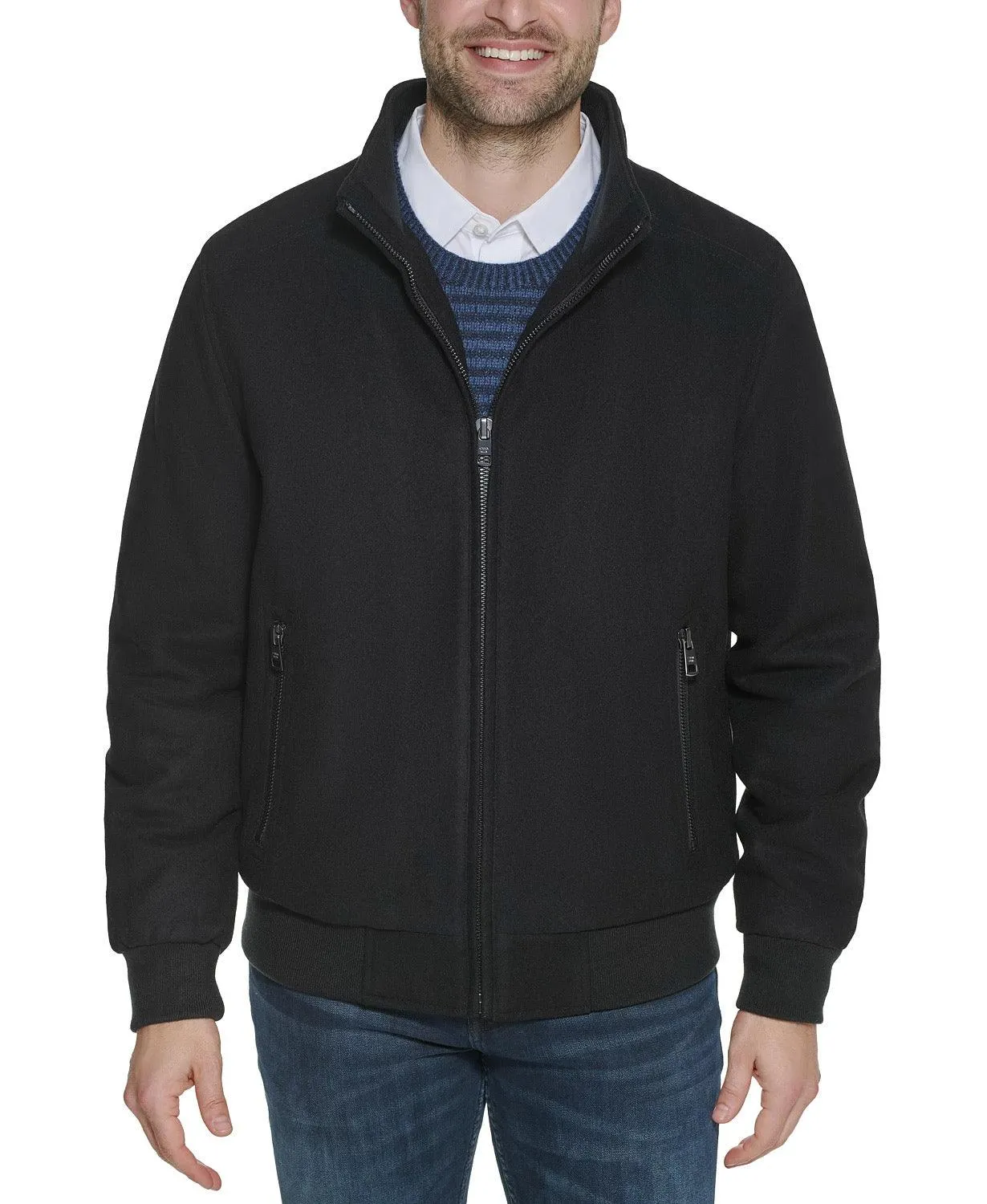 Calvin Klein Mens Bomber Jacket Coat XL Black Solid