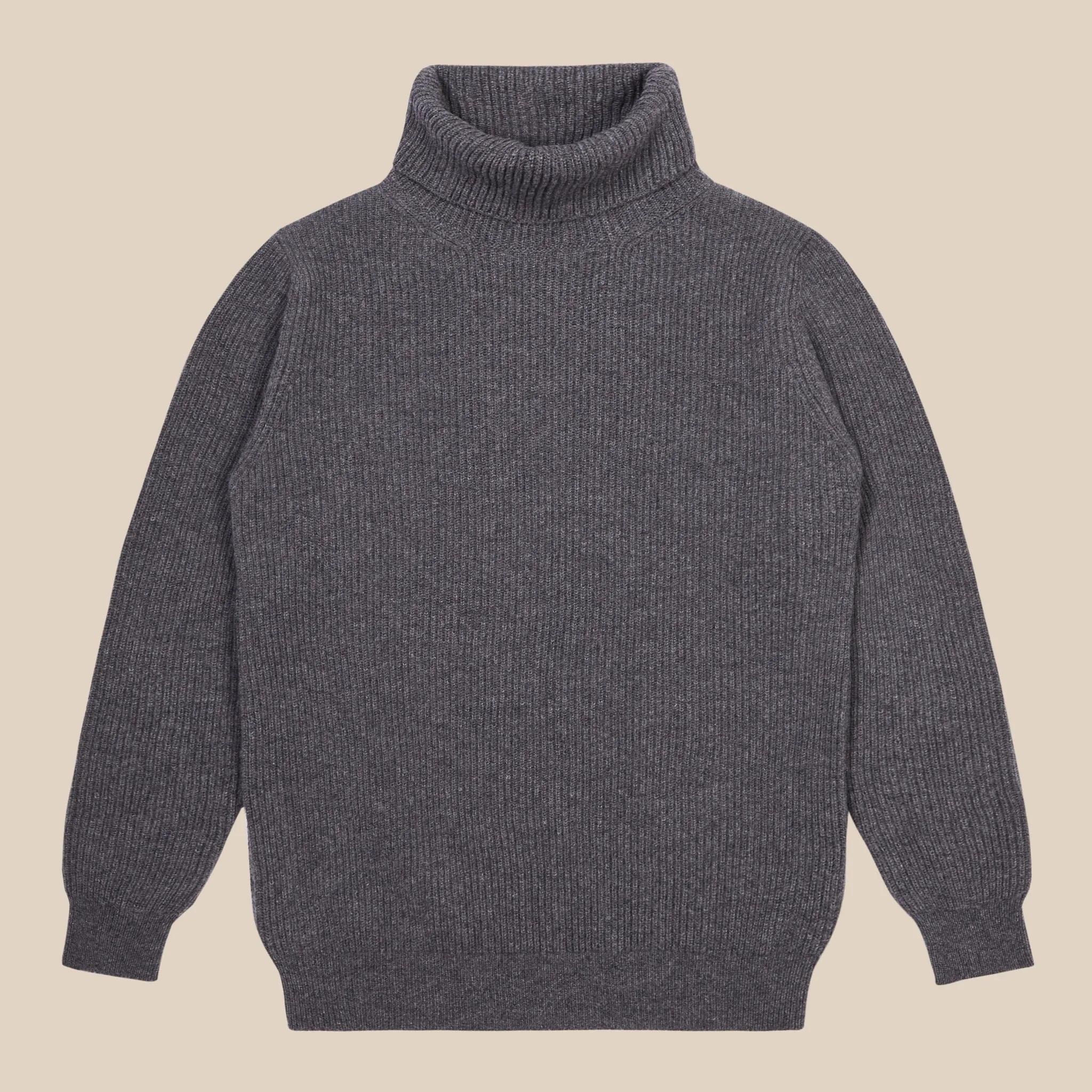 Cashmere ribbed submariner rollneck in grey mélange