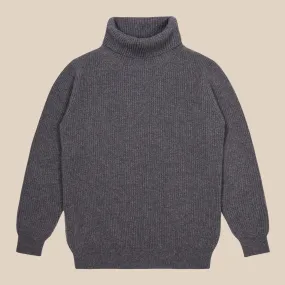 Cashmere ribbed submariner rollneck in grey mélange