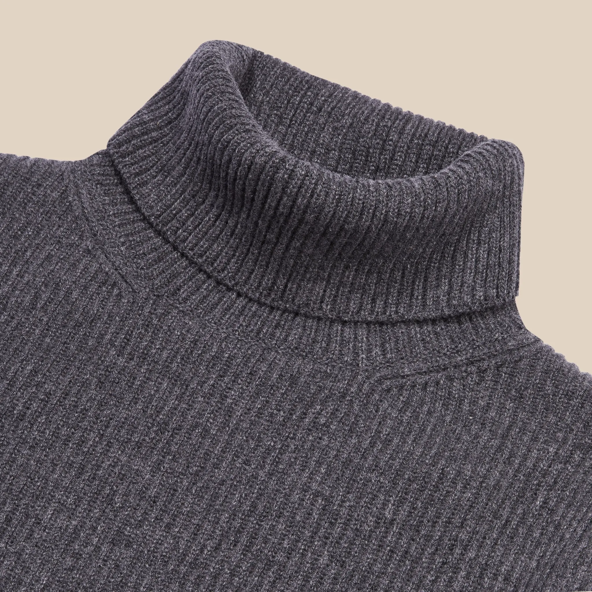 Cashmere ribbed submariner rollneck in grey mélange