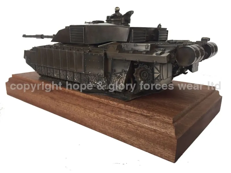 Challenger 2 Main Battle Tank Mahogany Mounted Cold Cast Bronze Statue