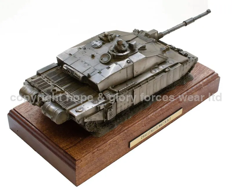 Challenger 2 Main Battle Tank Mahogany Mounted Cold Cast Bronze Statue