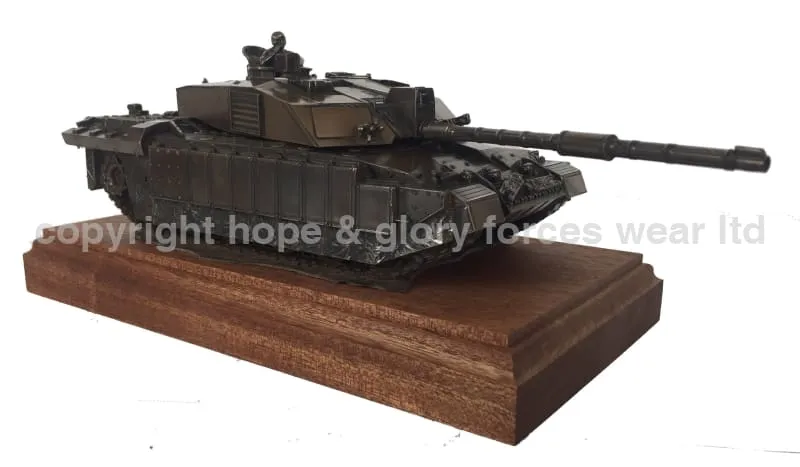 Challenger 2 Main Battle Tank Mahogany Mounted Cold Cast Bronze Statue