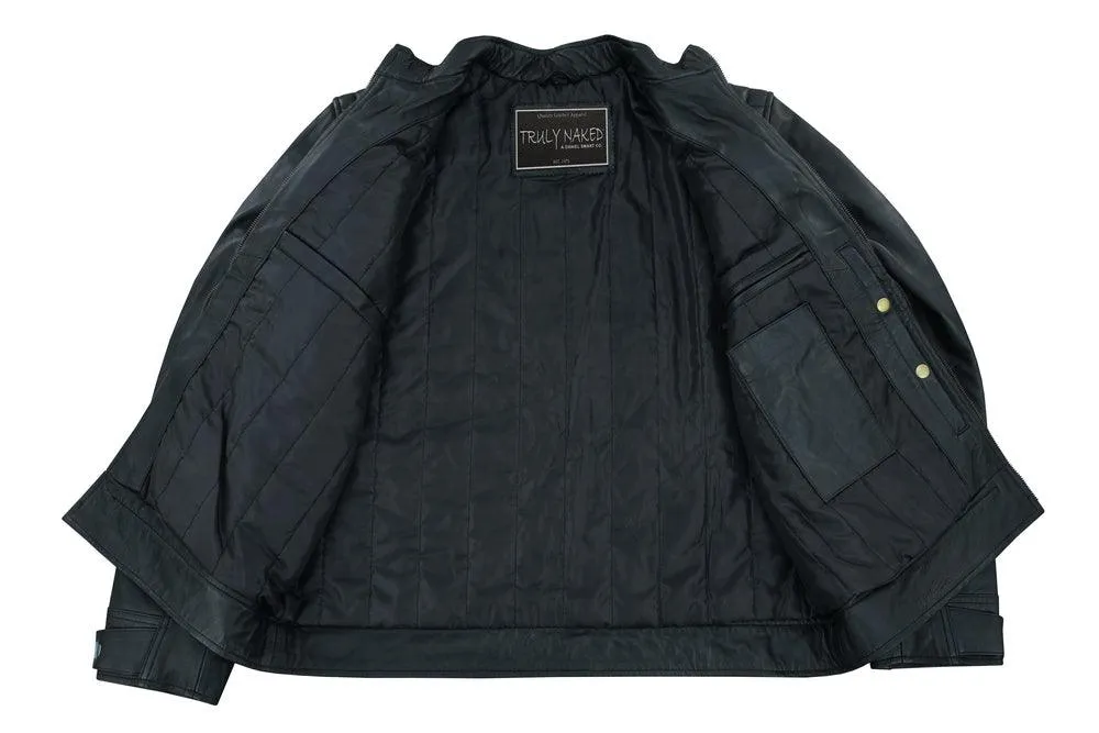 Classic Charm Men's Sheepskin Leather Jacket with Snap Button Collar
