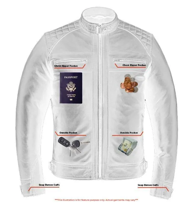 Classic Charm Men's Sheepskin Leather Jacket with Snap Button Collar