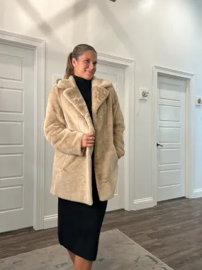 Classic Nude Faux Fur Long Coat