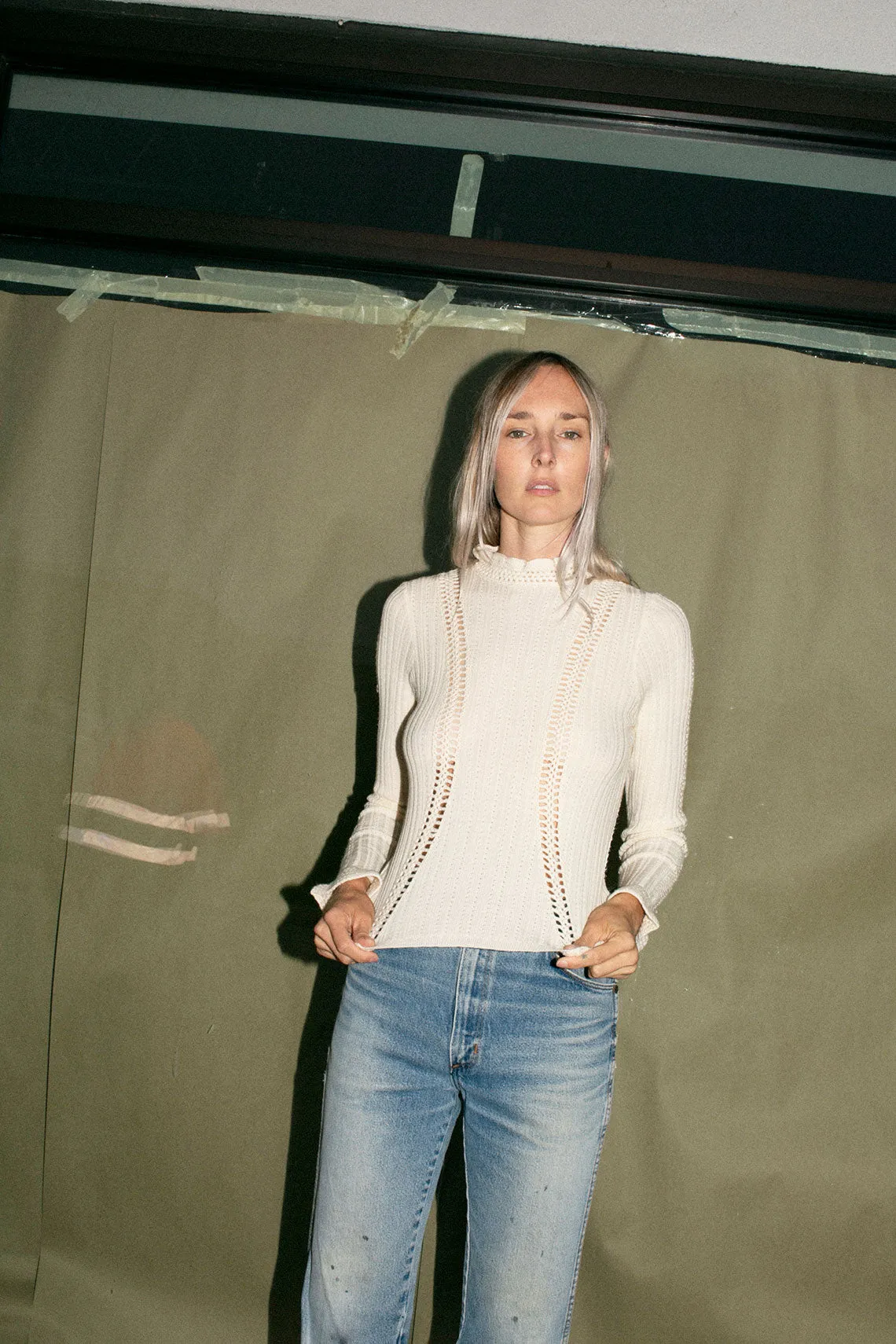 Cream Ribbed Riva Top