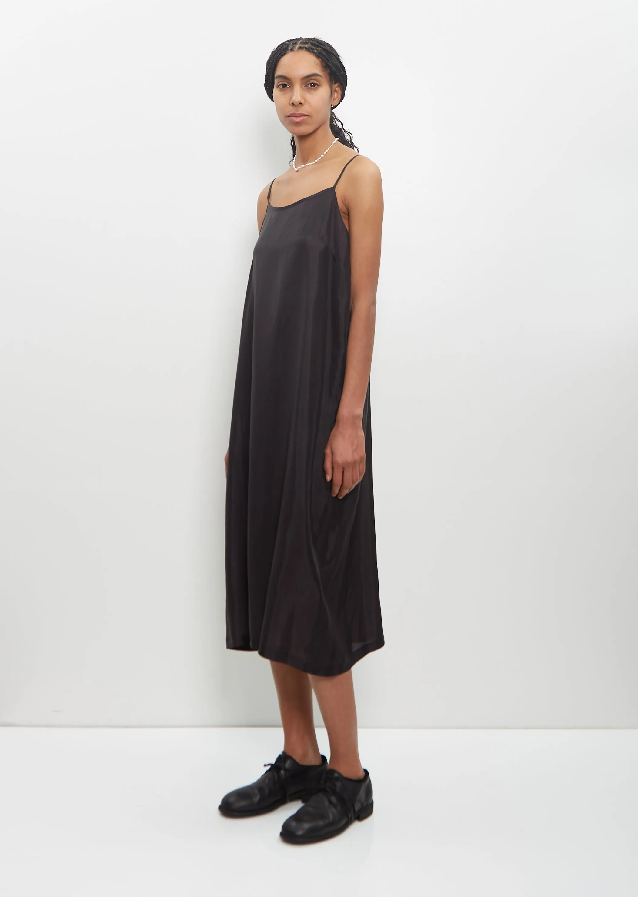 Cupro Bemberg Slip Under Dress — Black