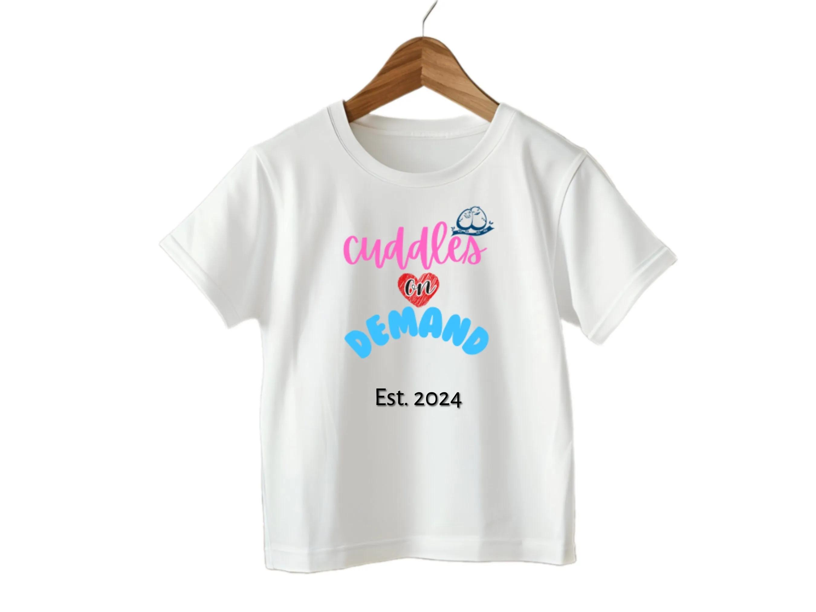 Custom Name with Cuddles on Demand Text Short Sleeve Baby Grow For Baby Girls