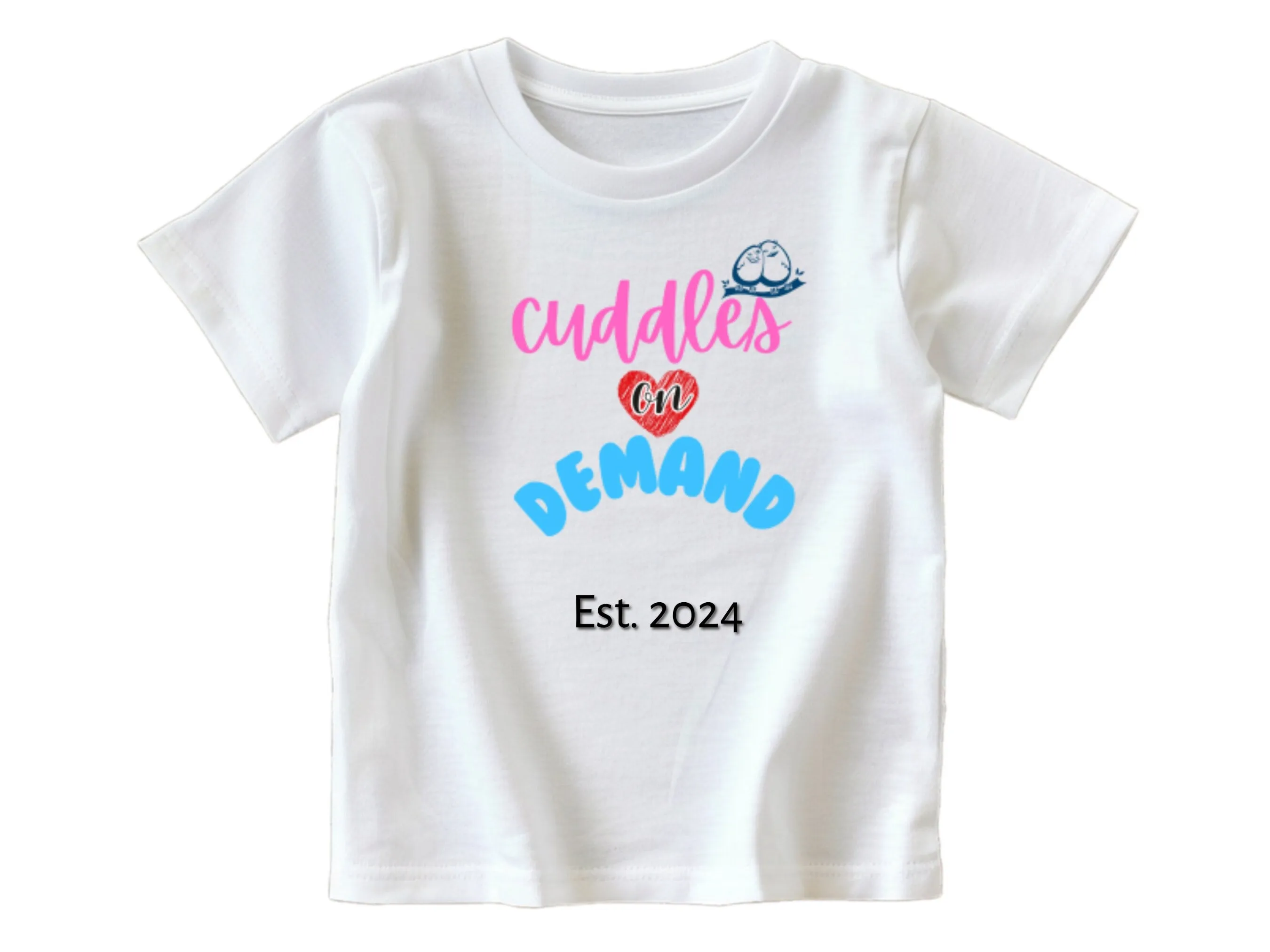 Custom Name with Cuddles on Demand Text Short Sleeve Baby Grow For Baby Girls