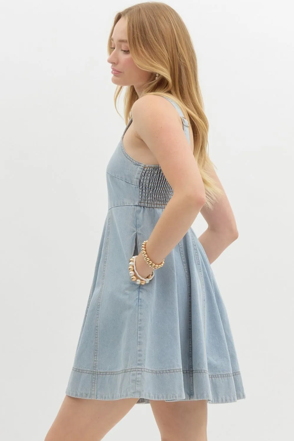 Denim Babydoll Mini Dress