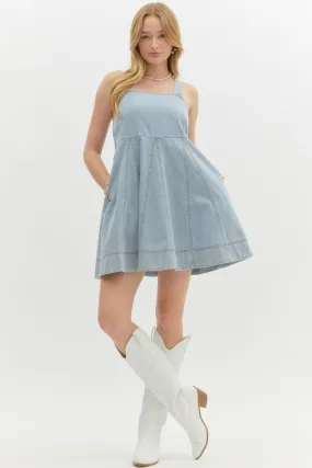 Denim Babydoll Mini Dress