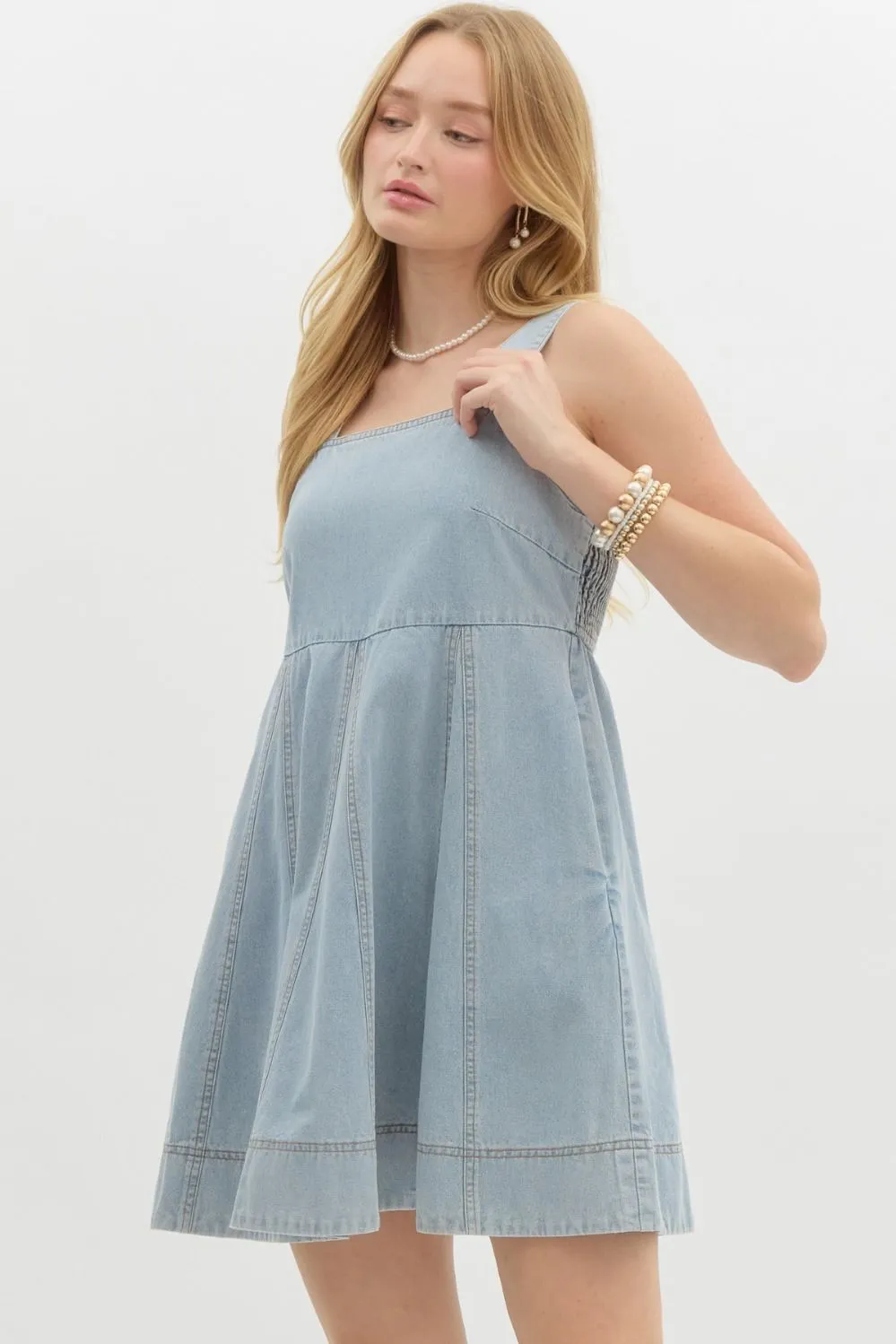 Denim Babydoll Mini Dress