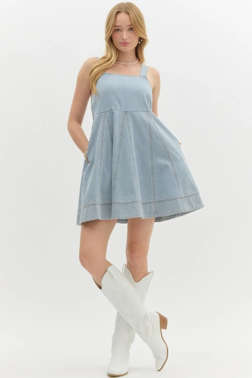 Denim Babydoll Mini Dress