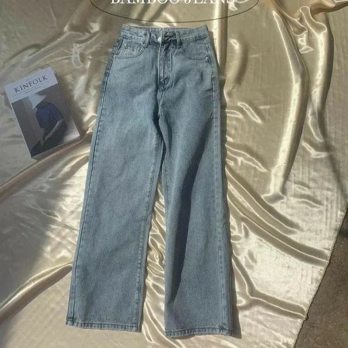 Dull blue wide leg jeans