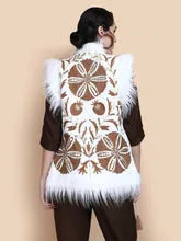 Embroidered Faux Fur Vest • Ivory