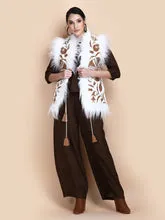 Embroidered Faux Fur Vest • Ivory