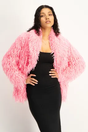 Fancy Faux Fur Coat - Pink