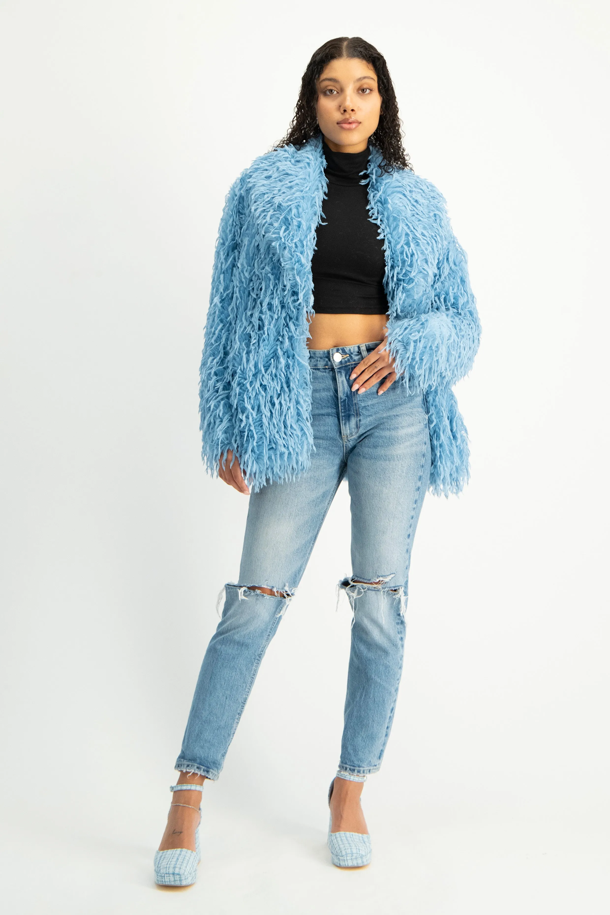 Fancy Faux Fur Coat - Pink
