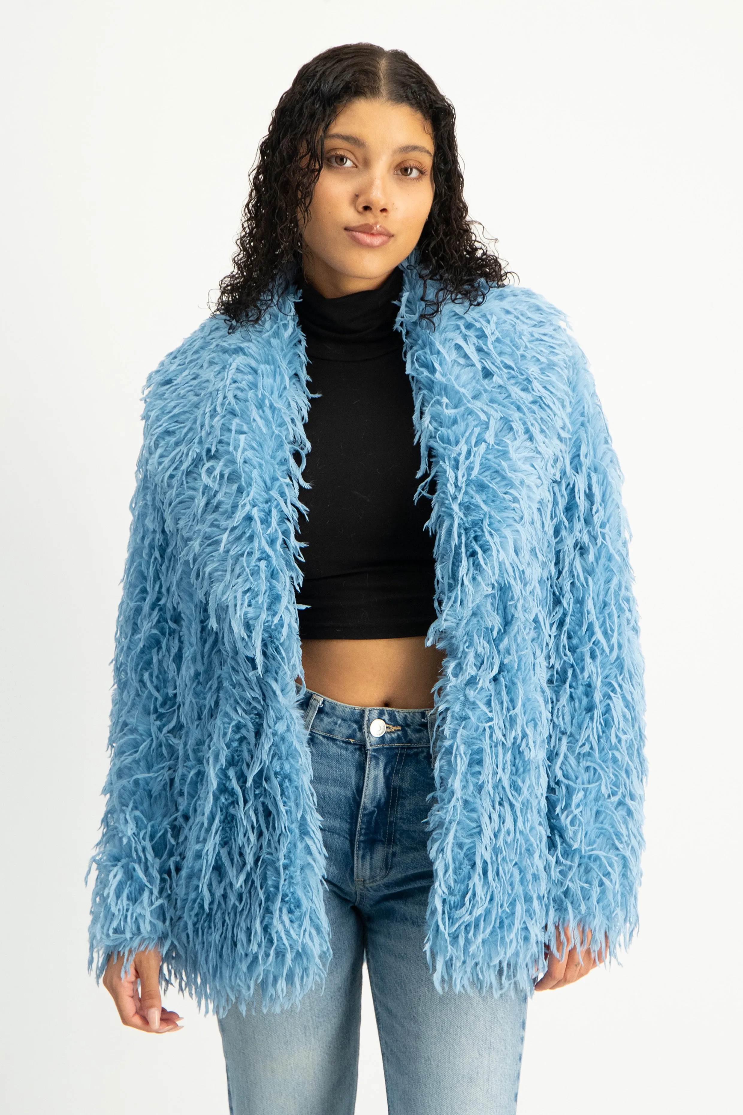 Fancy Faux Fur Coat - Pink
